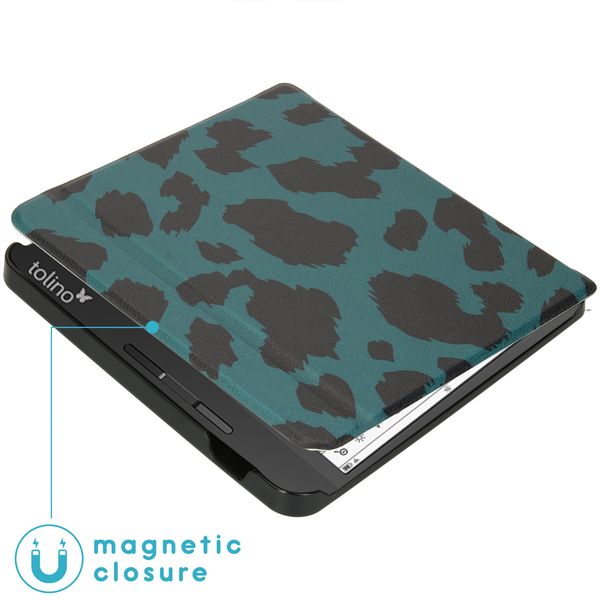 imoshion Design Slim Hard Sleepcover mit Stand für das Tolino Vision 5-Green Leopard