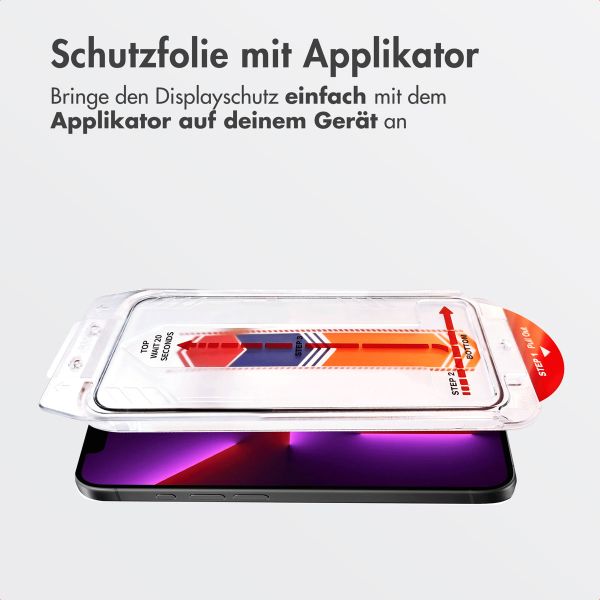 Accezz Gehärteter Glas-Schutz + Applikator Apple iPhone 13 / 13 Pro / 14 / 16e