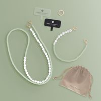 Selencia Handyketten Set mit Perlen und Elastikbändern - Pistache Cream