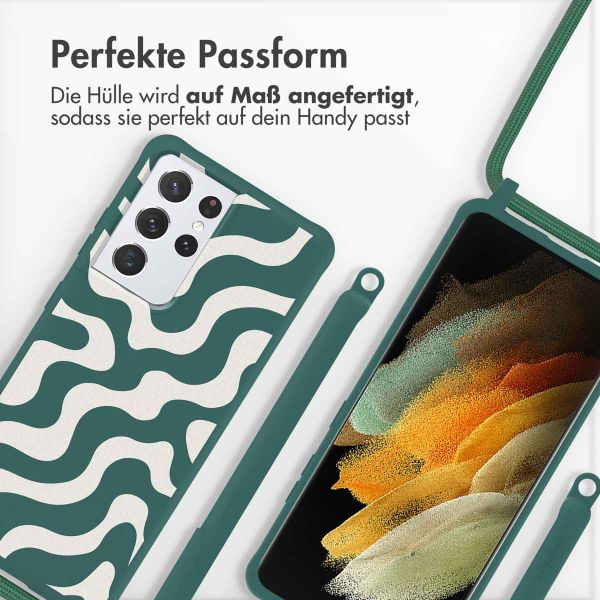 imoshion SilikonHülle design mit Band Samsung Galaxy S21 Ultra - Petrol Green Groovy