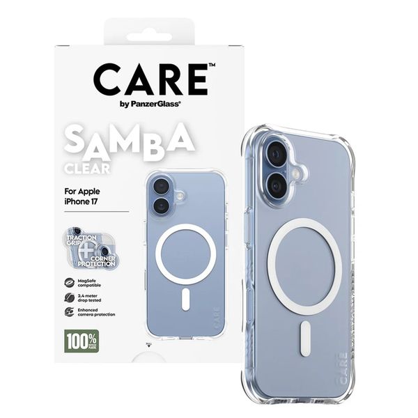 CARE by PanzerGlass Modisches Case Samba mit MagSafe Apple iPhone 17 - Clear / White