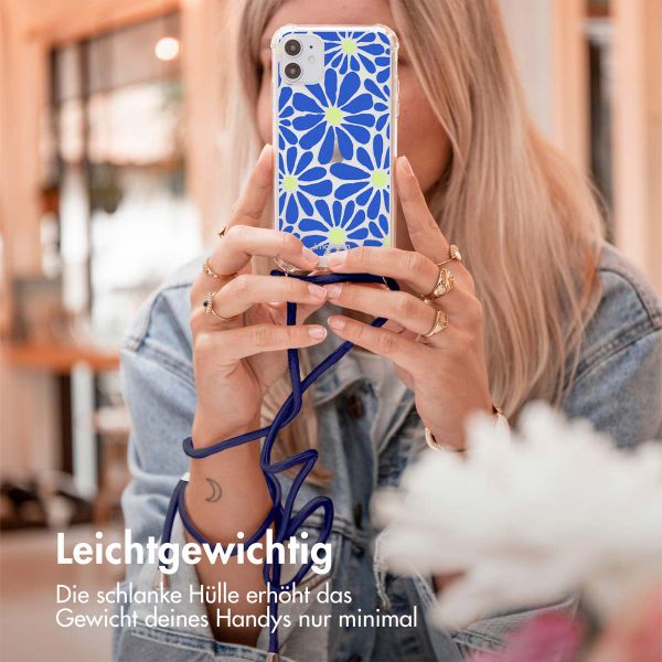 imoshion Design Hülle mit Band Apple iPhone SE (2022 / 2020) / 8 / 7 - Cobalt Blue Flowers Connect