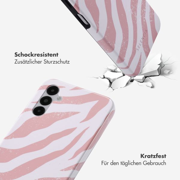 Selencia Vivid Tough Back Cover für das Samsung Galaxy A14 (5G/4G) - Colorful Zebra Old Pink