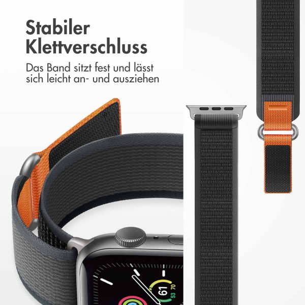 imoshion Nylon-Armband Trail für die Apple Watch Series 1 bis 9 / SE (38/40/41 mm) | Series 10 (42 mm) - Black Grey