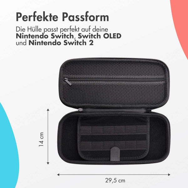 imoshion Schale Nintendo Switch 2 mit Reißverschlusstasche - Hülle Nintendo Switch 2 / Switch (OLED) mit Griff - Schwarz