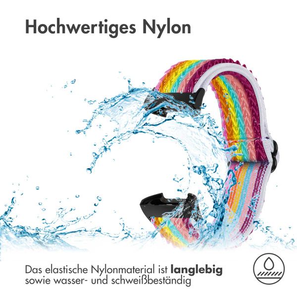 imoshion Elastisches Nylonarmband für das  Fitbit Charge 3 / 4 - Rainbow