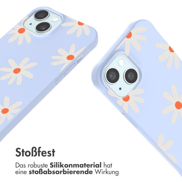 imoshion SilikonHülle design mit Band Apple iPhone 15 - Lila Flower Distance