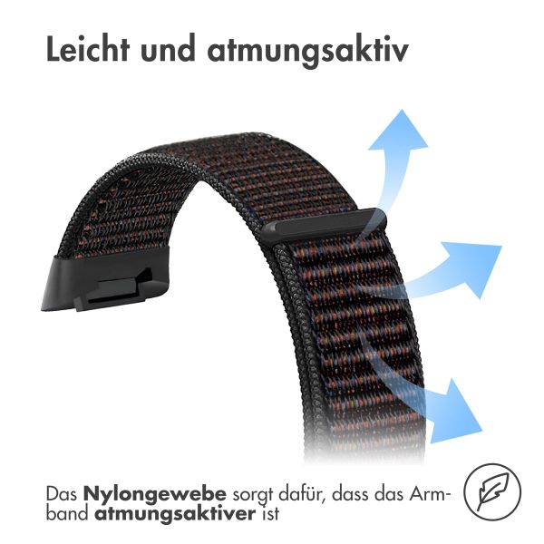 imoshion Nylonarmband für das Fitbit Charge 5 / Charge 6 - Größe L - Schwarz