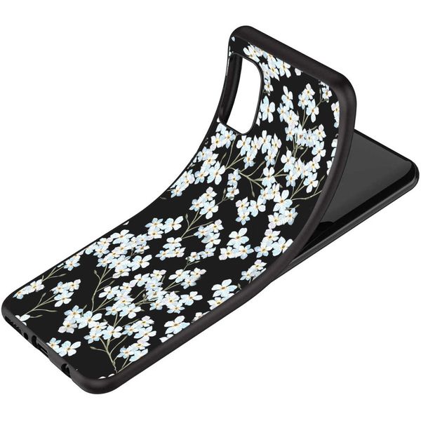 imoshion Design Hülle Samsung Galaxy A71 - Blume - Weiß / Schwarz