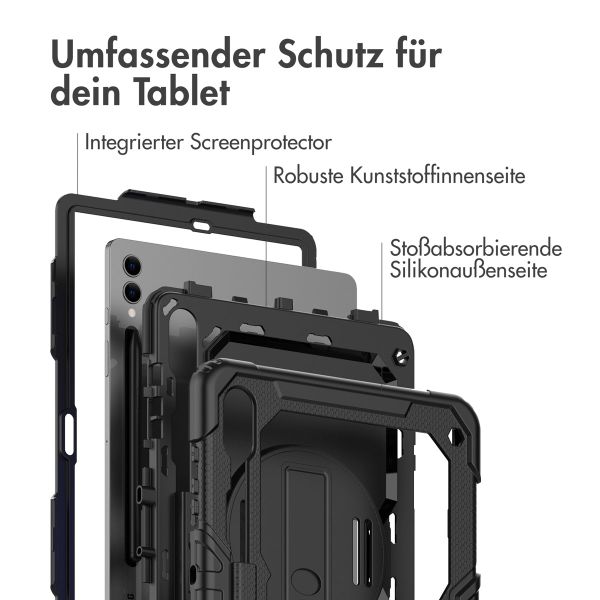 Accezz Robustes Back Cover mit Schultergurt für das Samsung Galaxy Tab S9 Plus 12.4 Zoll - Schwarz