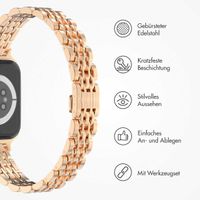 Selencia Jubilee inspiriertes schmales Edelstahlarmband für die Apple Watch Series 1 bis 9 / SE (38/40/41 mm) | Series 10 (42 mm) - Roségold