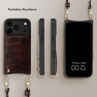 Selencia Nova Croco HandyHülle mit Kordel und Kartenhalter Apple iPhone 18 Pro / 17 Pro - Choco Brown