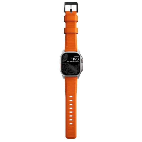 Nomad Robustes Armband FKM für das  Apple Watch Series 1 t/m 11 / SE / Ultra (44/45/46/49 mm) - Silber / Orange
