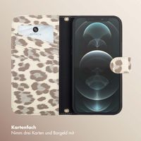 Selencia Sabi Klapphülle mit Leopardenmuster Apple iPhone 12 (Pro) - Soft Ivory