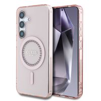Guess MagSafe IML Strass Hülle Samsung Galaxy S25 - Rosa
