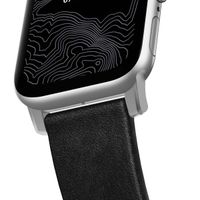 Nomad Modernes Lederarmband für das  Apple Watch Series 1 t/m 11 / SE / Ultra (44/45/46/49 mm) - Black / Silver