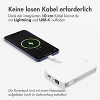 Accezz Powerbank 10.000 mAh mit integrierten Kabeln – Weiß