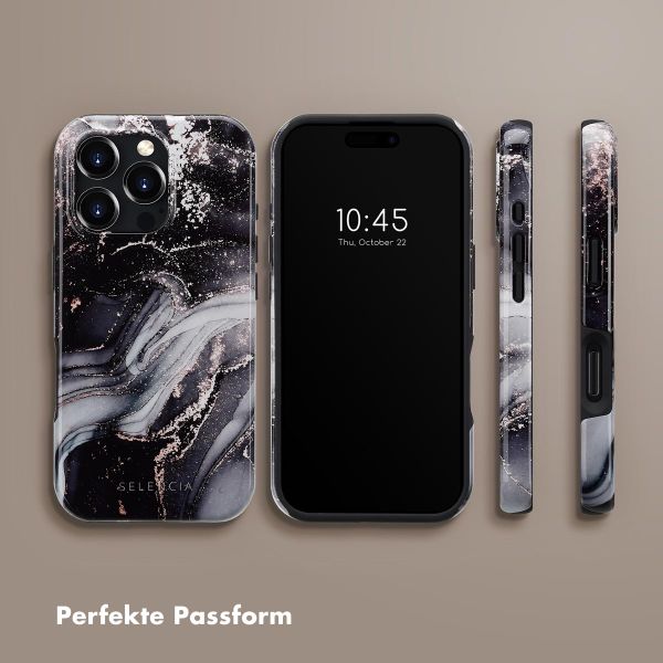 Selencia Vivid Tough Back Cover MagSafe für das iPhone 16 Pro - Chic Marble Black