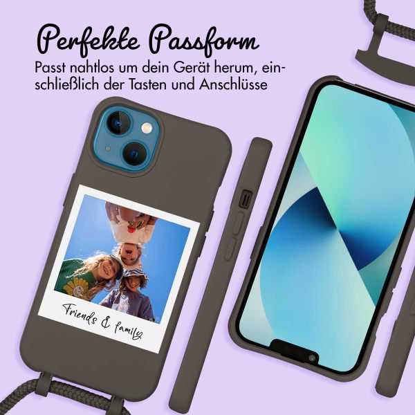 Personalisierte Color Backcover MagSafe mit abtrennbarem Band und Polaroid für iPhone 13 - Black Coffee