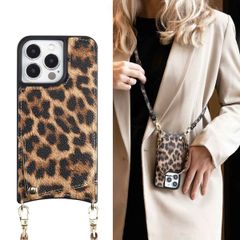 Selencia Nova Back Cover mit Kordel und Kartenhalter für das iPhone 13 Pro - Leopard