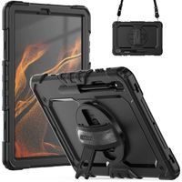 Accezz Robustes Back Cover mit Schultergurt Samsung Galaxy Tab S8 Plus / S7 Plus / S7 FE 5G - Schwarz