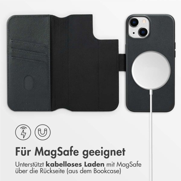 Accezz 2-in-1 Klapphülle aus Leder mit MagSafe für das iPhone 14 - Onyx Black