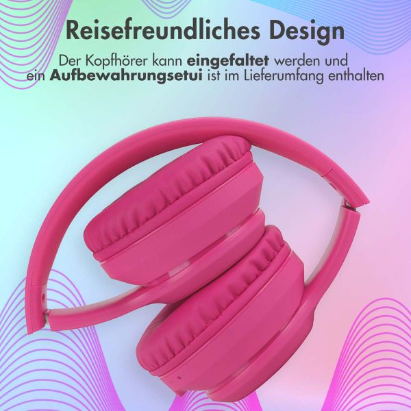 imoshion Kabellose Kinderkopfhörer LED Light - Dezibelbegrenzer - Mit AUX-Kabel - Hot Pink