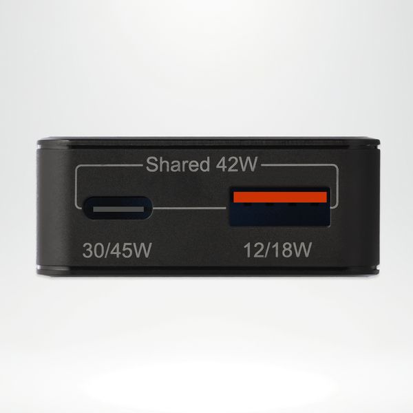 Accezz Ultra Slim GaN Ladegerät - USB-C + USB-A - 45 W - Schwarz