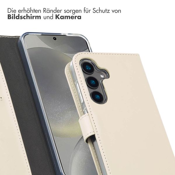 Selencia Echtleder Klapphülle Samsung Galaxy S25 - Greige