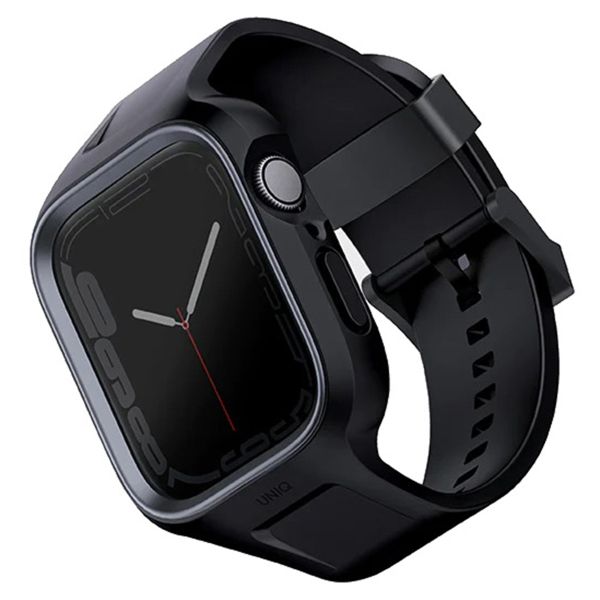 Uniq Monos 2-in-1 Apple Watch Armband mit Hybrid Hülle für die Apple Watch 4 bis 9 / SE (44/45 mm) - Midnight Black