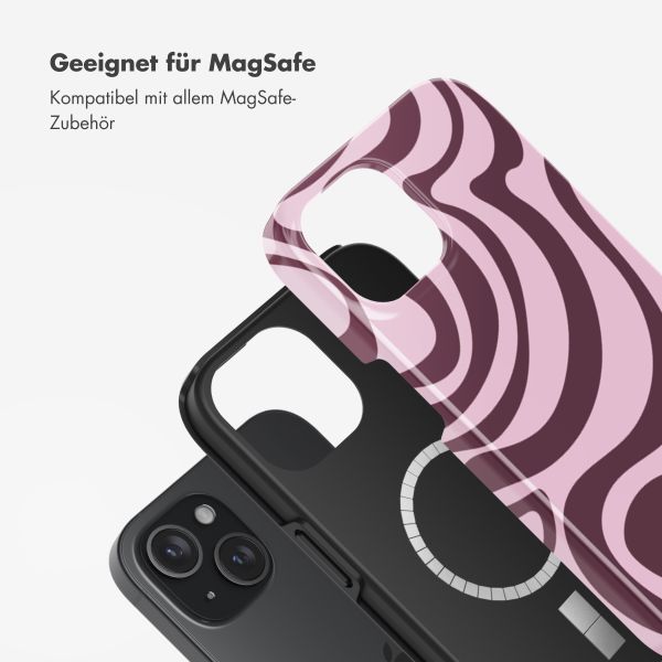 Selencia Vivid Tough Back Cover MagSafe für das iPhone 15 - Wavy Swirl Pink Plum