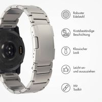 Accezz Mattes Titanstahlarmband -   Garmin 22 mm Anschluss - Titanium