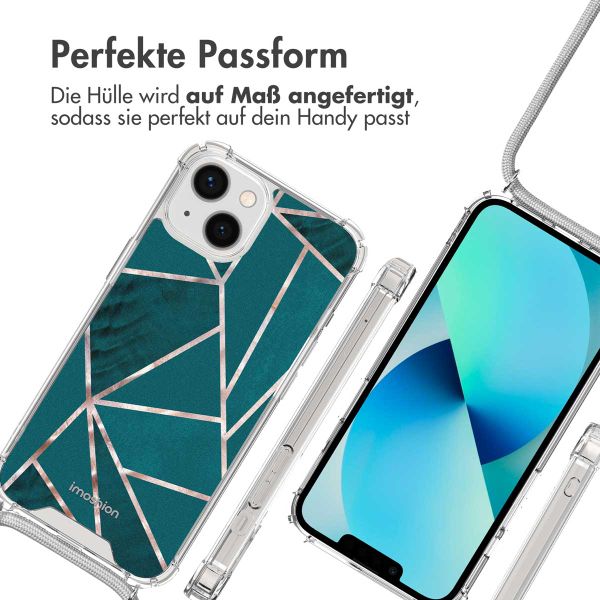 imoshion Design Hülle mit Band für das iPhone 13 - Petrol Green Graphic