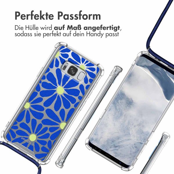 imoshion Design Hülle mit Band Samsung Galaxy S8 - Cobalt Blue Flowers Connect