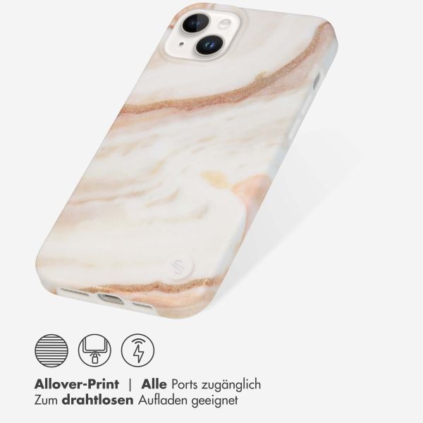 Selencia Aurora Fashion Back Case für das iPhone 14 Plus - ﻿Strapazierfähige Hülle - 100 % recycelt - Weißer Marmor