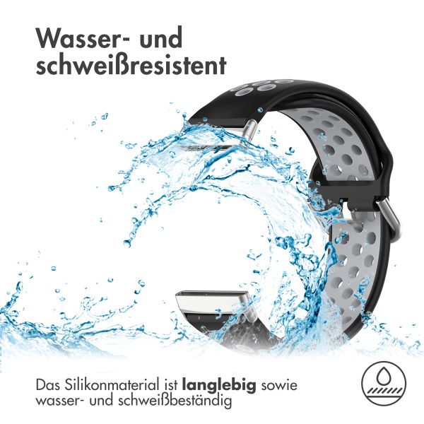 imoshion Silikonband Sport für das Fitbit Versa 4 / 3 / Sense (2) - Schwarz/Grau