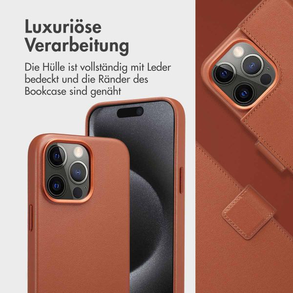 Accezz 2-in-1 Klapphülle aus Leder mit MagSafe für das iPhone 15 Pro Max - Sienna Brown