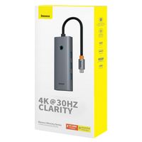 Baseus UltraJoy 5-in-1 USB-C Hub - 4K 30Hz - 100 Watt Aufladen - Dockingstation - Space Grey