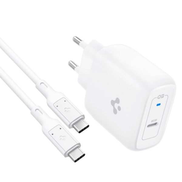 Spigen PowerArc ArcStation Pro 45 Watt GaN - Schnelllader mit USB-C-zu-C-Ladekabel - 1 Meter - Weiß 