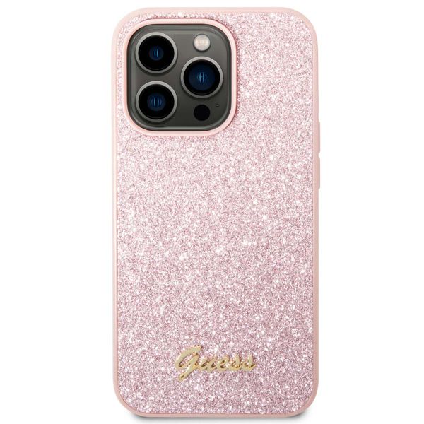 Guess Glitter Flakes Back Cover Apple iPhone 14 Pro - Rosa