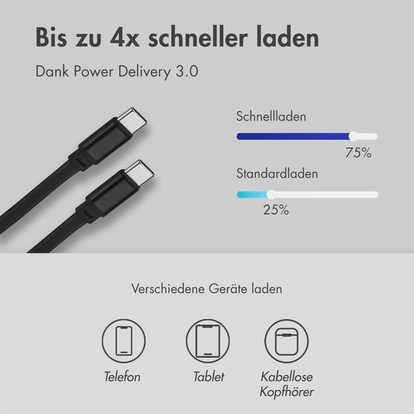 Accezz Autolader mit ausziehbaren Kabeln – USB-C / USB-C – 60W – Schwarz