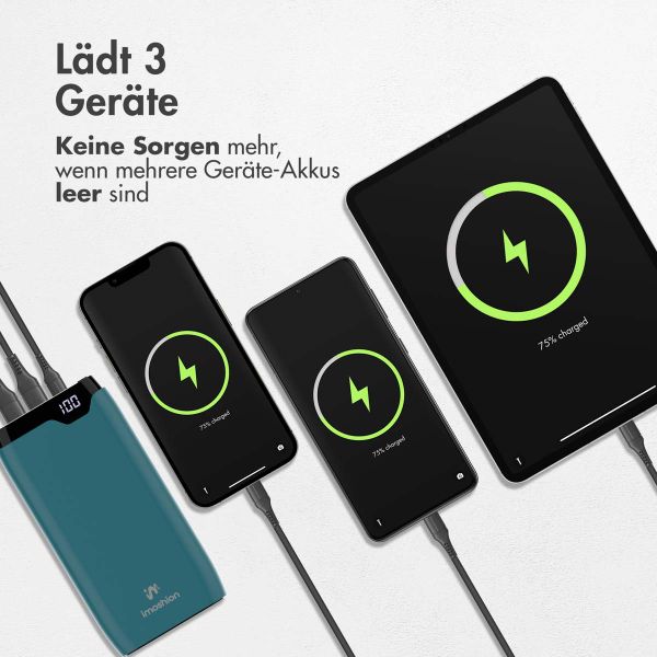 imoshion Powerbank - 20.000 mAh - Schnelles Aufladen und Power Delivery - Petrol Green