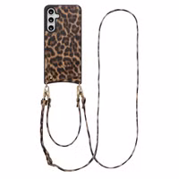 Selencia Nova HandyHülle mit Kordel und Kartenhalter Samsung Galaxy S24 FE - Leopard