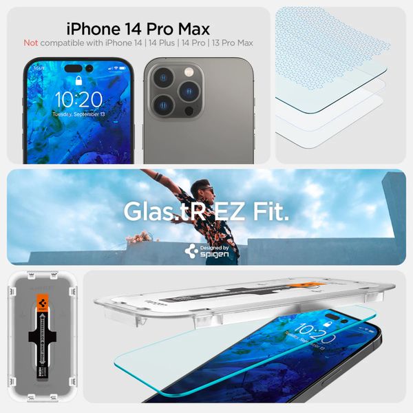 Spigen GLAStR Fit Displayschutzfolie  + Applicator 2-pack für das Apple iPhone 14 Pro Max