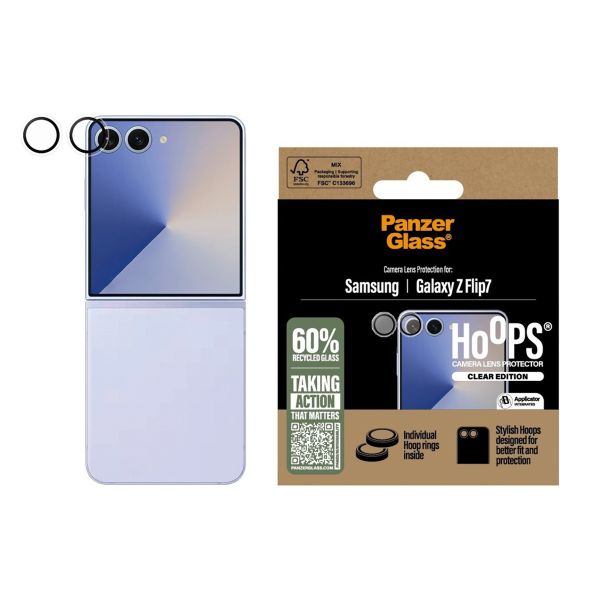 PanzerGlass Kameraprotektor Hoops Optic Rings für das Samsung Galaxy Z Flip 7 - Transparent