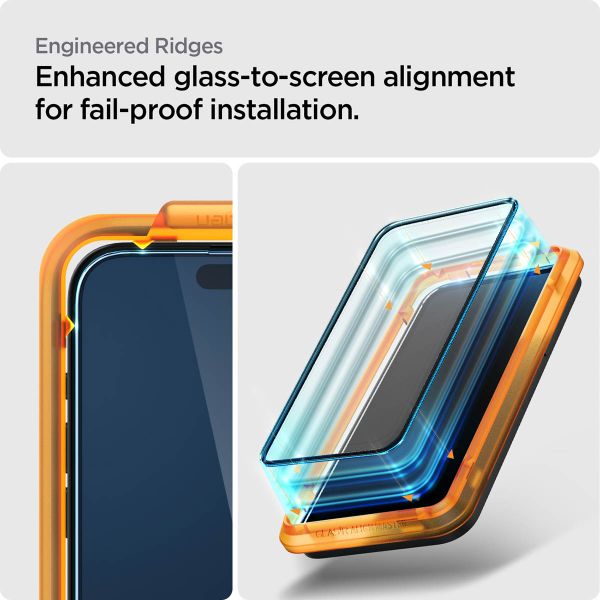 Spigen AlignMaster Full Cover Screen Protector 2-Pack für das Apple iPhone 15 - Schwarz