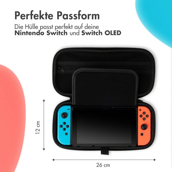 imoshion Schale Nintendo Switch mit Reißverschlusstasche - Hülle Nintendo Switch (OLED) mit Griff - Schwarz