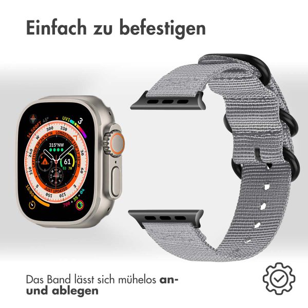 imoshion Nylonarmband für das Apple Watch Series 1-10 / SE / Ultra (2) - 42/44/45/46/49 mm - Hellgrau