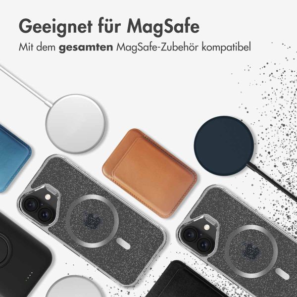 imoshion Klare Glitter Backcover mit MagSafe Apple iPhone 16 - Silber