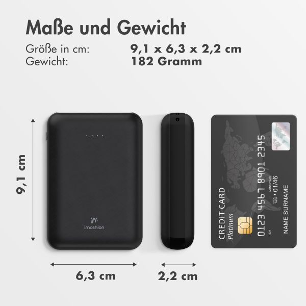 imoshion Kompakte Powerbank 10.000 mAh - Schwarz